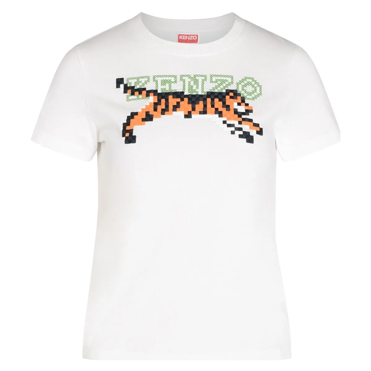 Camiseta  con bordado de píxeles blancos