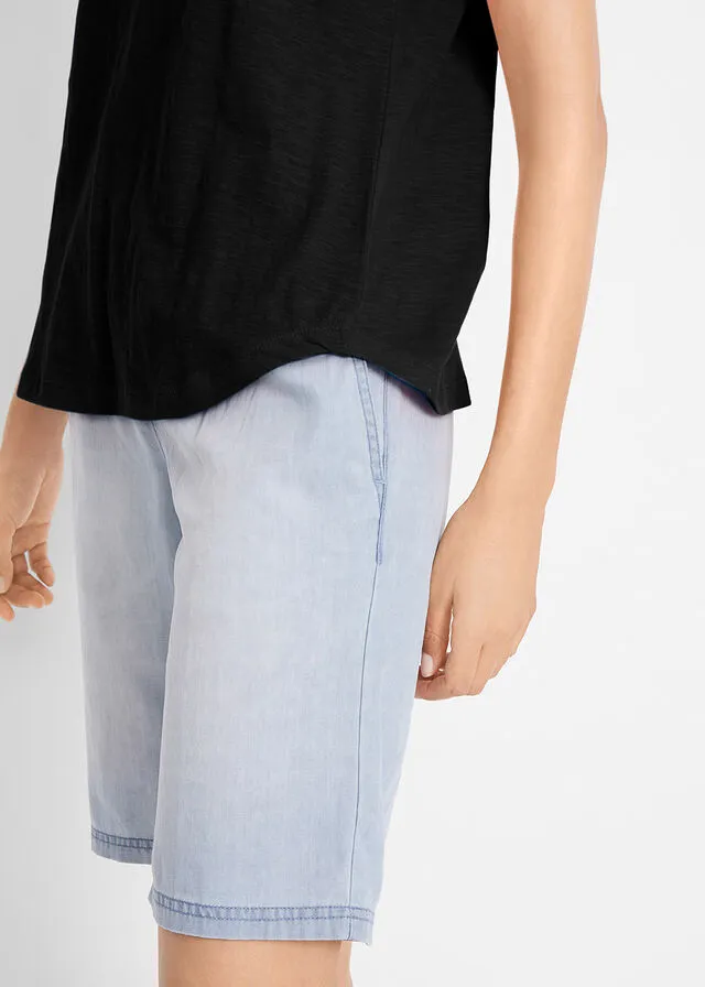 Camiseta con cordones, de manga corta Negro