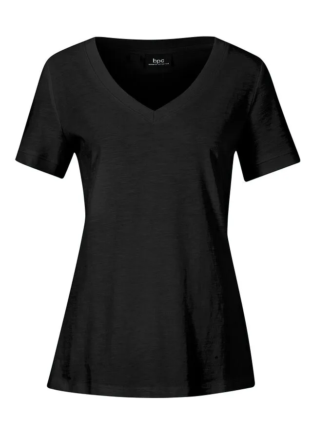Camiseta con escote en V Negro