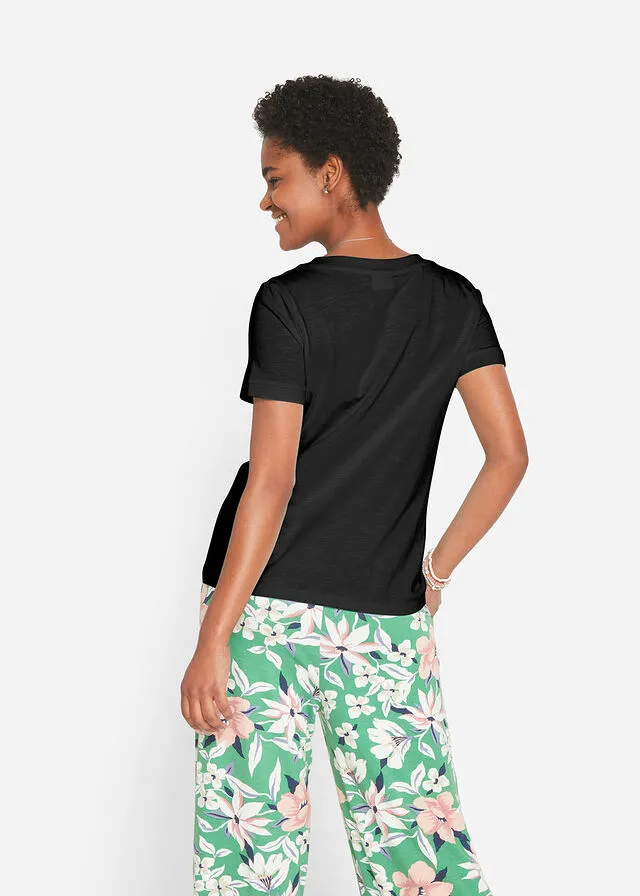 Camiseta con escote en V Negro
