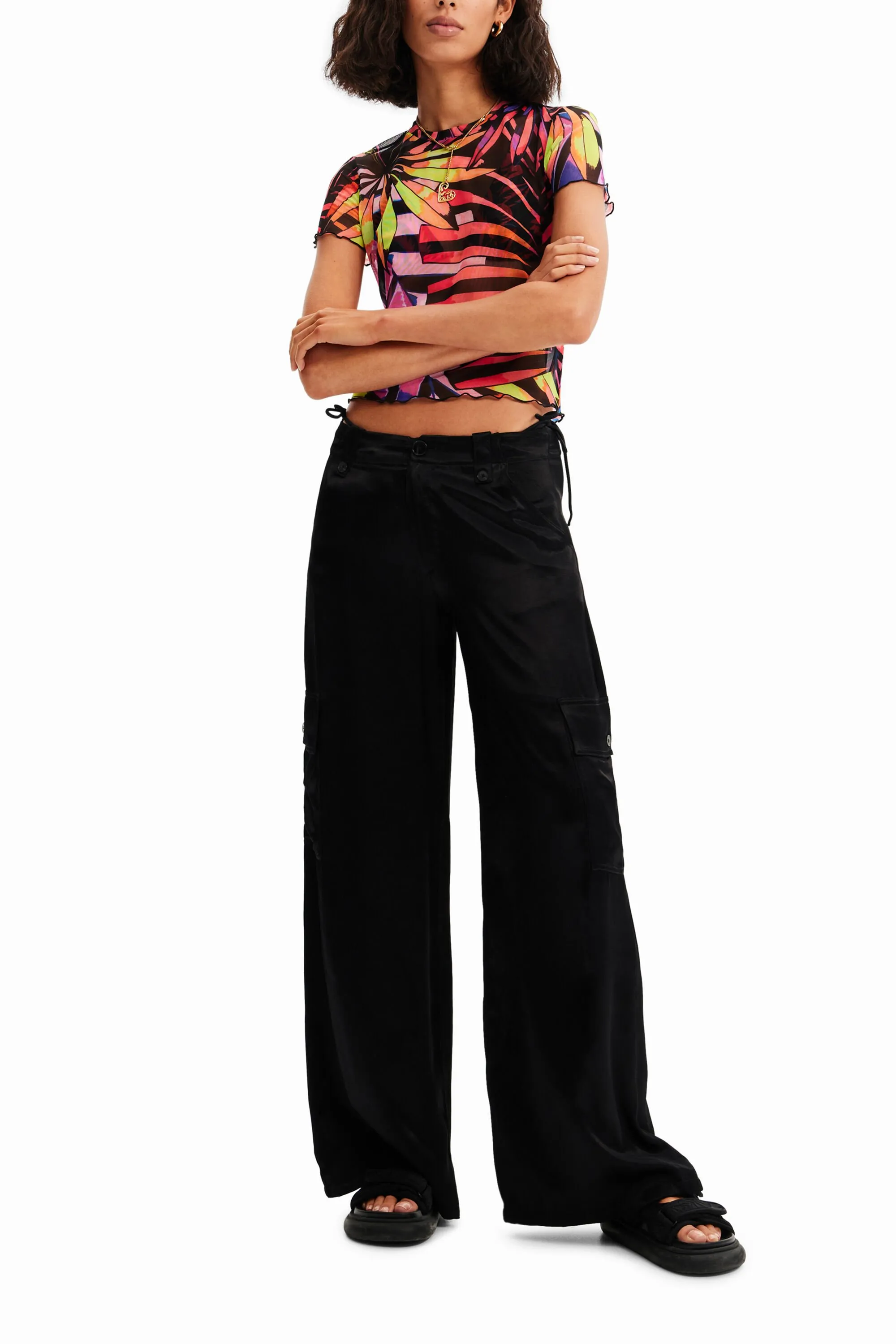 Camiseta corta tul tropical