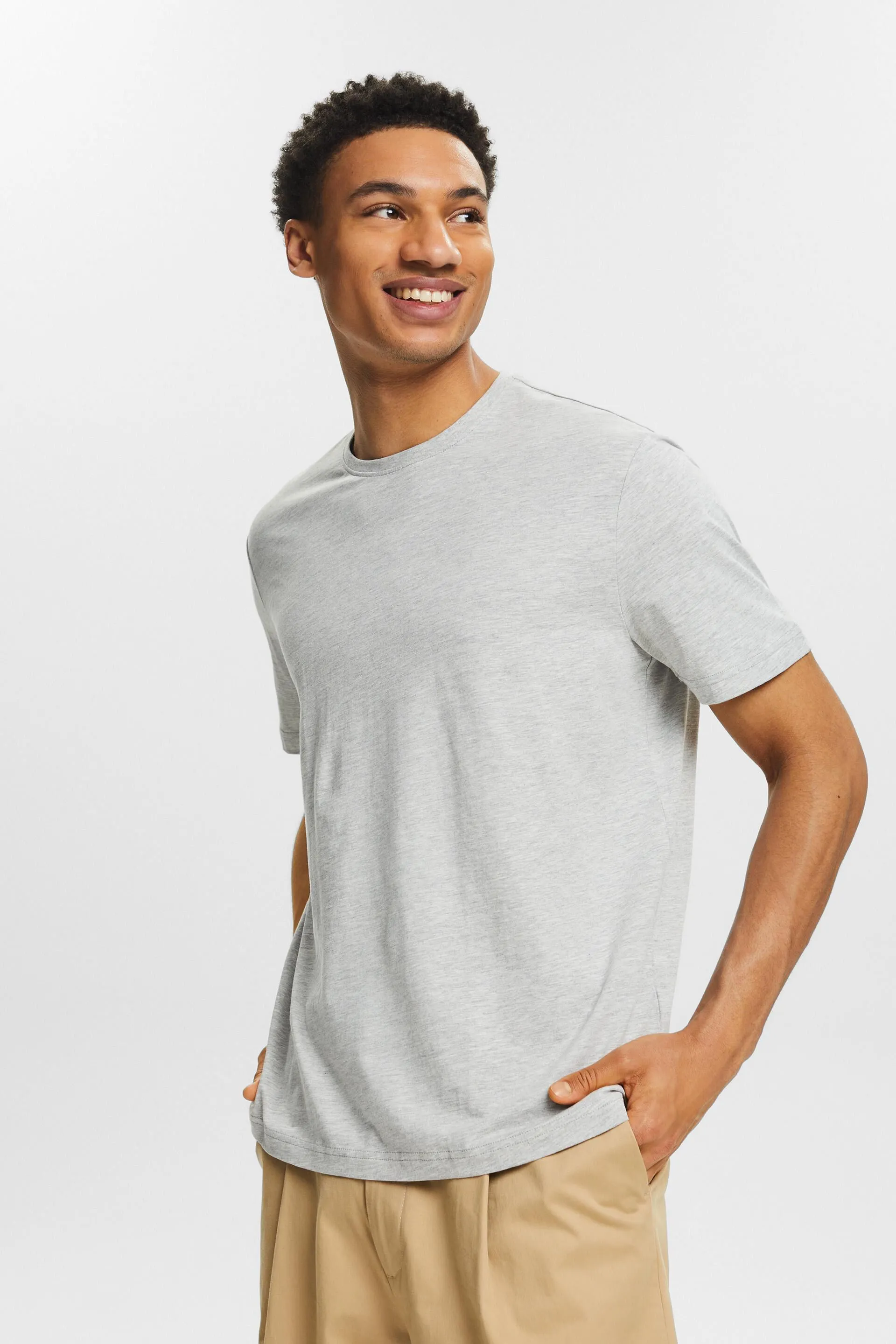 Camiseta de jersey con cuello redondo