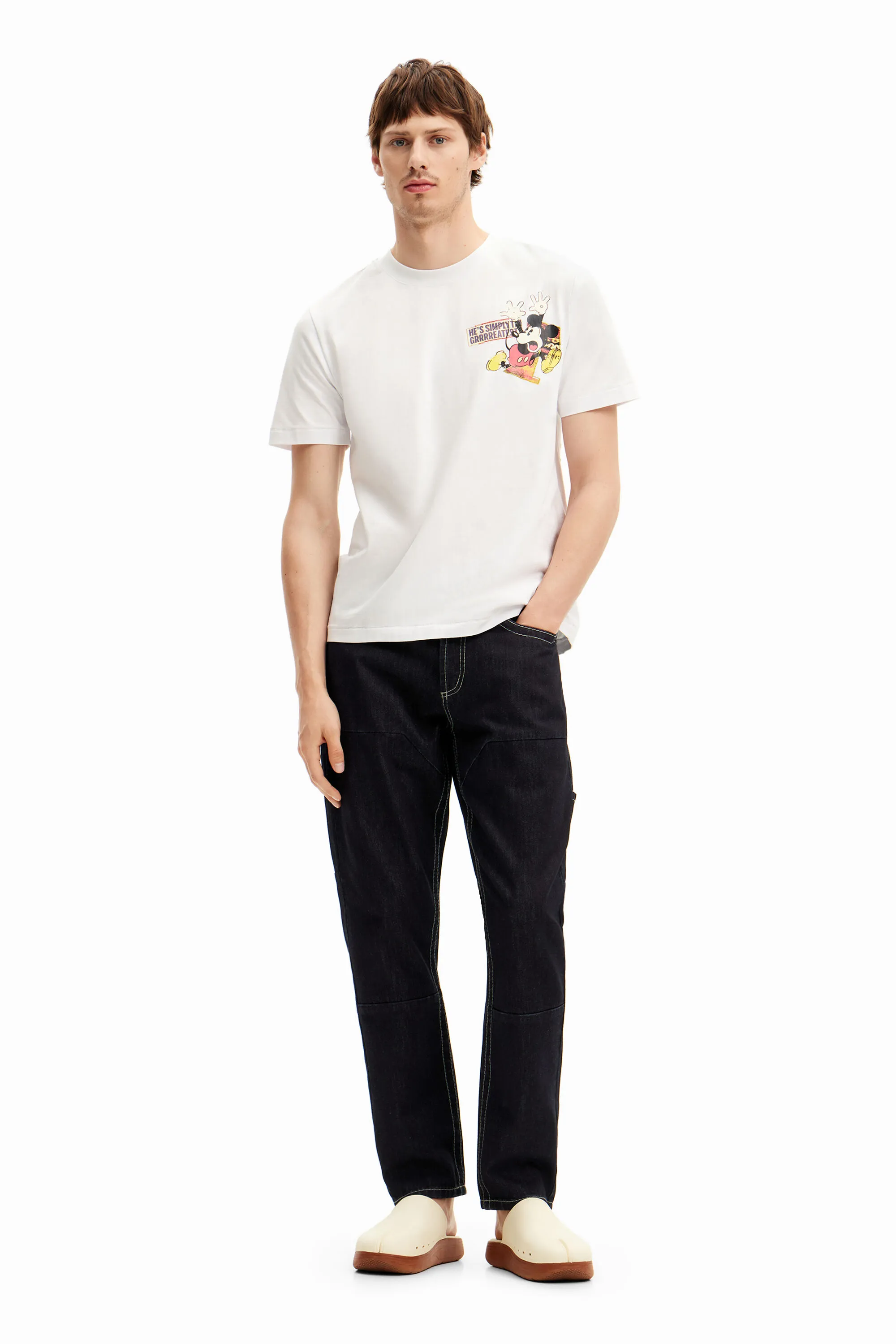 Camiseta de manga corta Mickey Mouse y frase