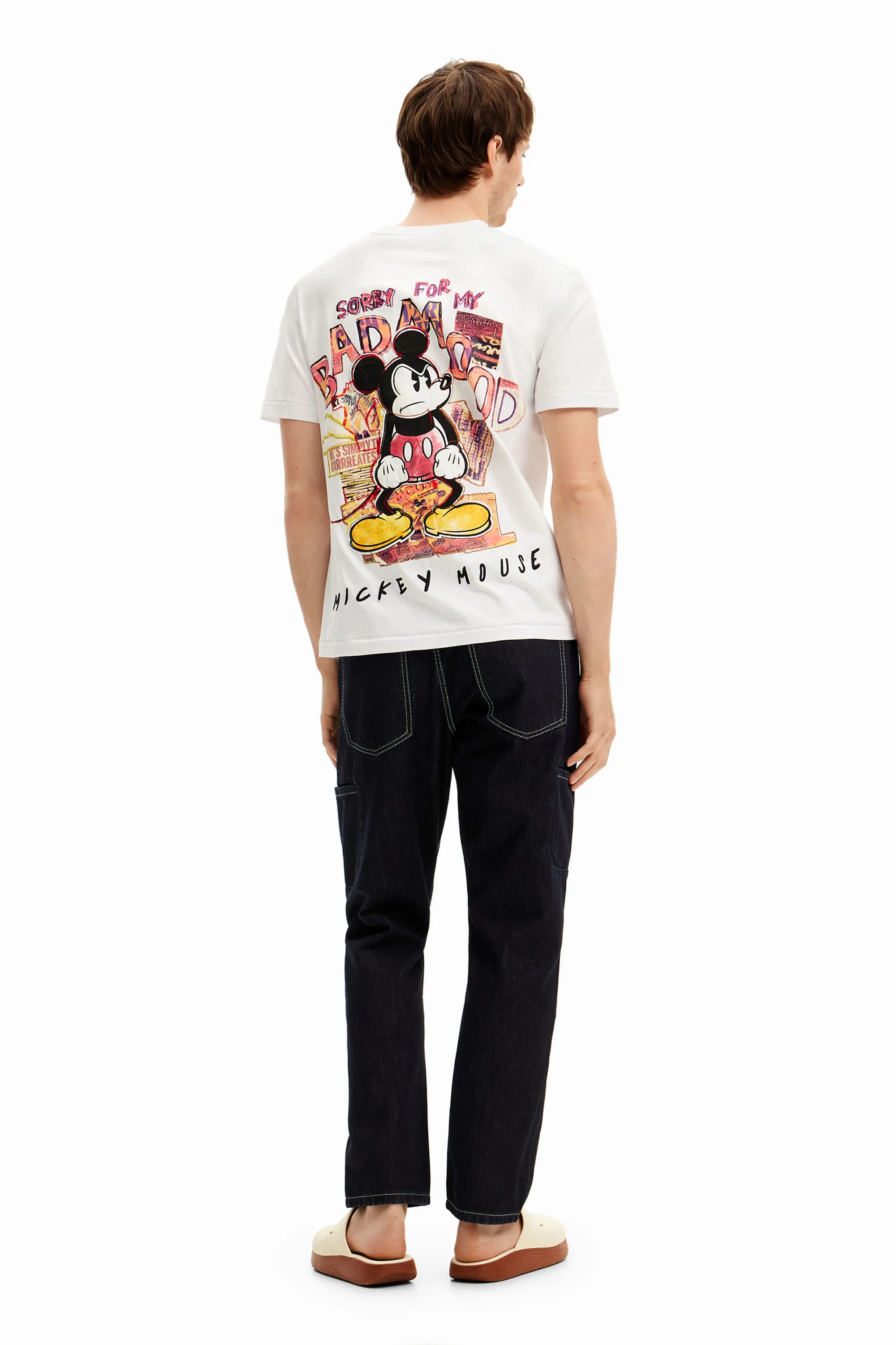 Camiseta de manga corta Mickey Mouse y frase