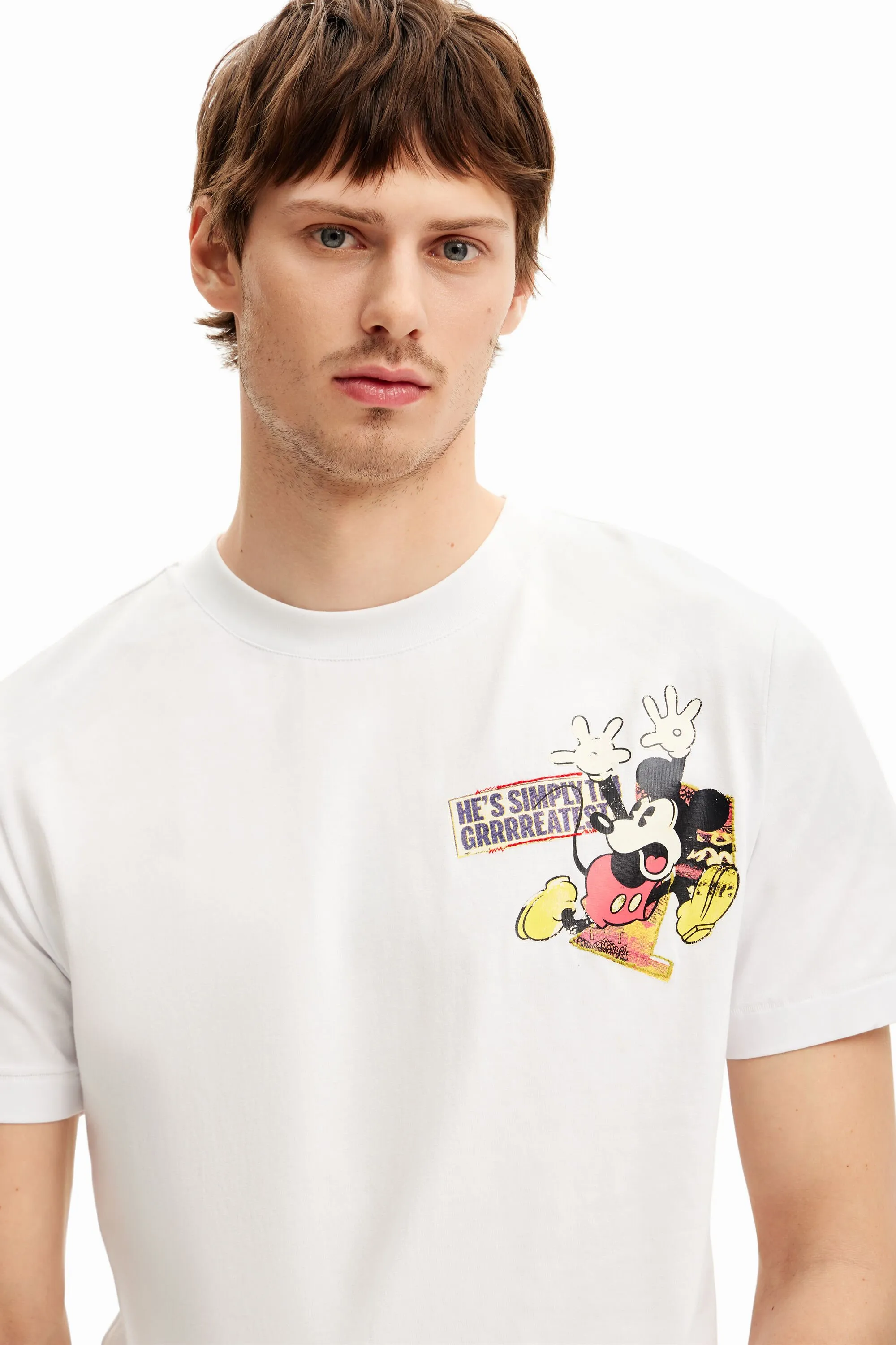 Camiseta de manga corta Mickey Mouse y frase
