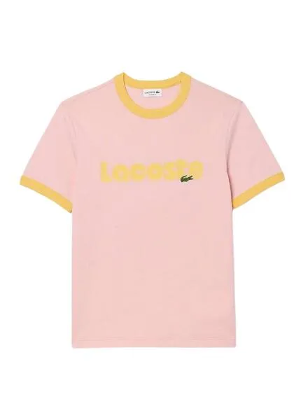 Camiseta Lacoste Retro Rosa Para Hombre