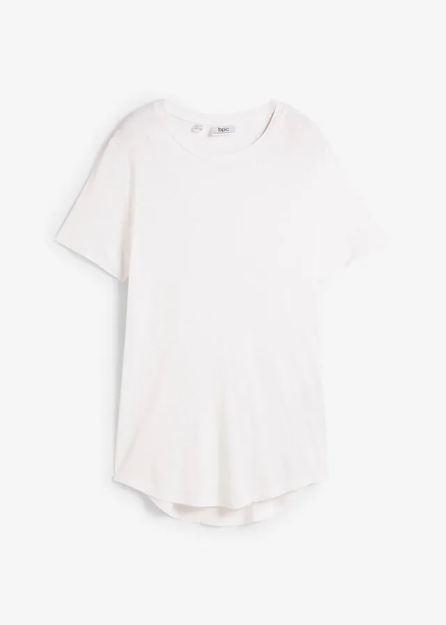 Camiseta larga de viscosa sostenible con bajo redondo Blanco