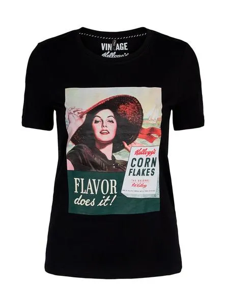 camiseta only kelloggs negro para mujer