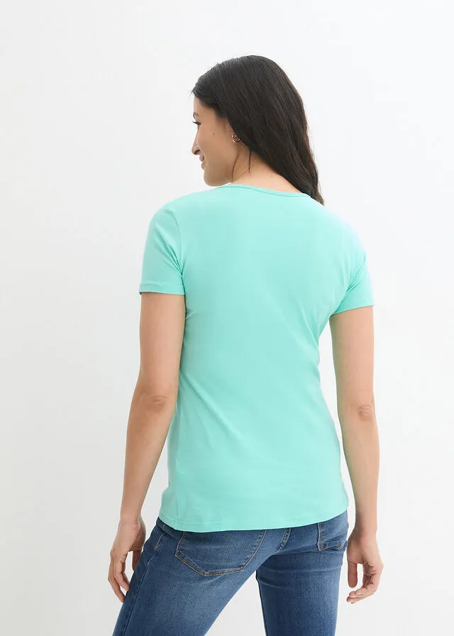 Camiseta premamá con función para lactancia, paquete doble Azul marino + mentol
