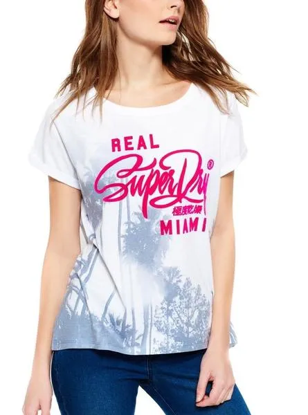 Camiseta Superdry Miami Blanco Para Mujer