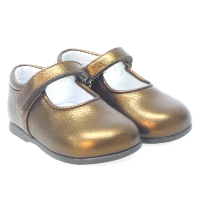 CARRILEMerceditas bebé metalizada bronce velcro Carrile
