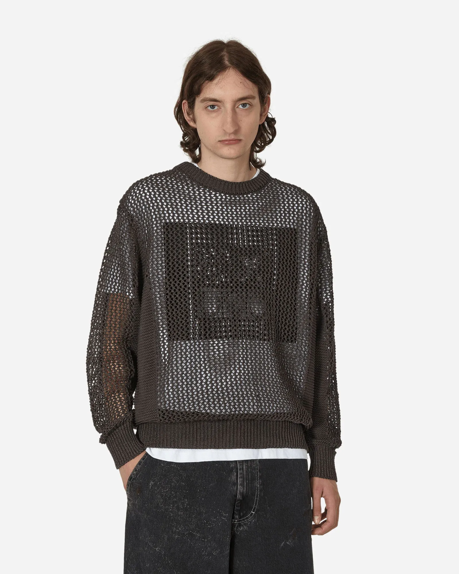 Cav Empt Side Rib Loose Net Knit Sweater
