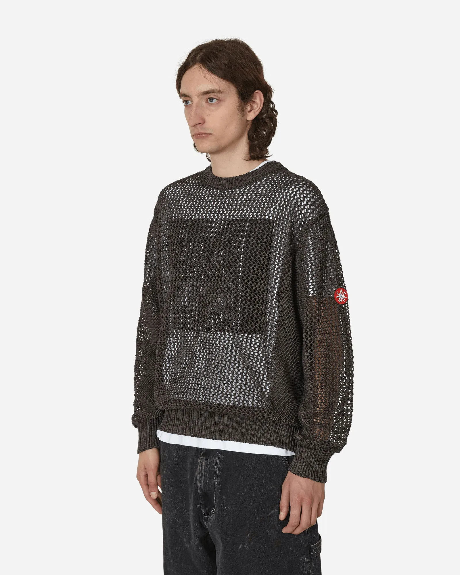 Cav Empt Side Rib Loose Net Knit Sweater