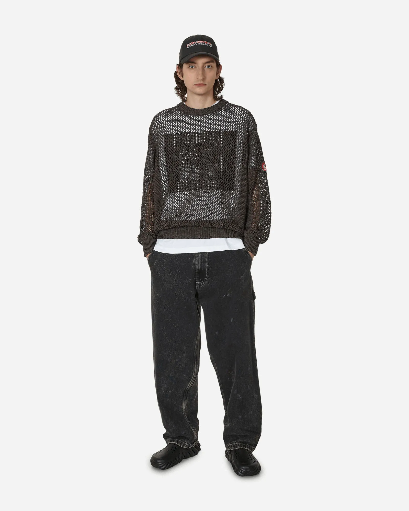 Cav Empt Side Rib Loose Net Knit Sweater