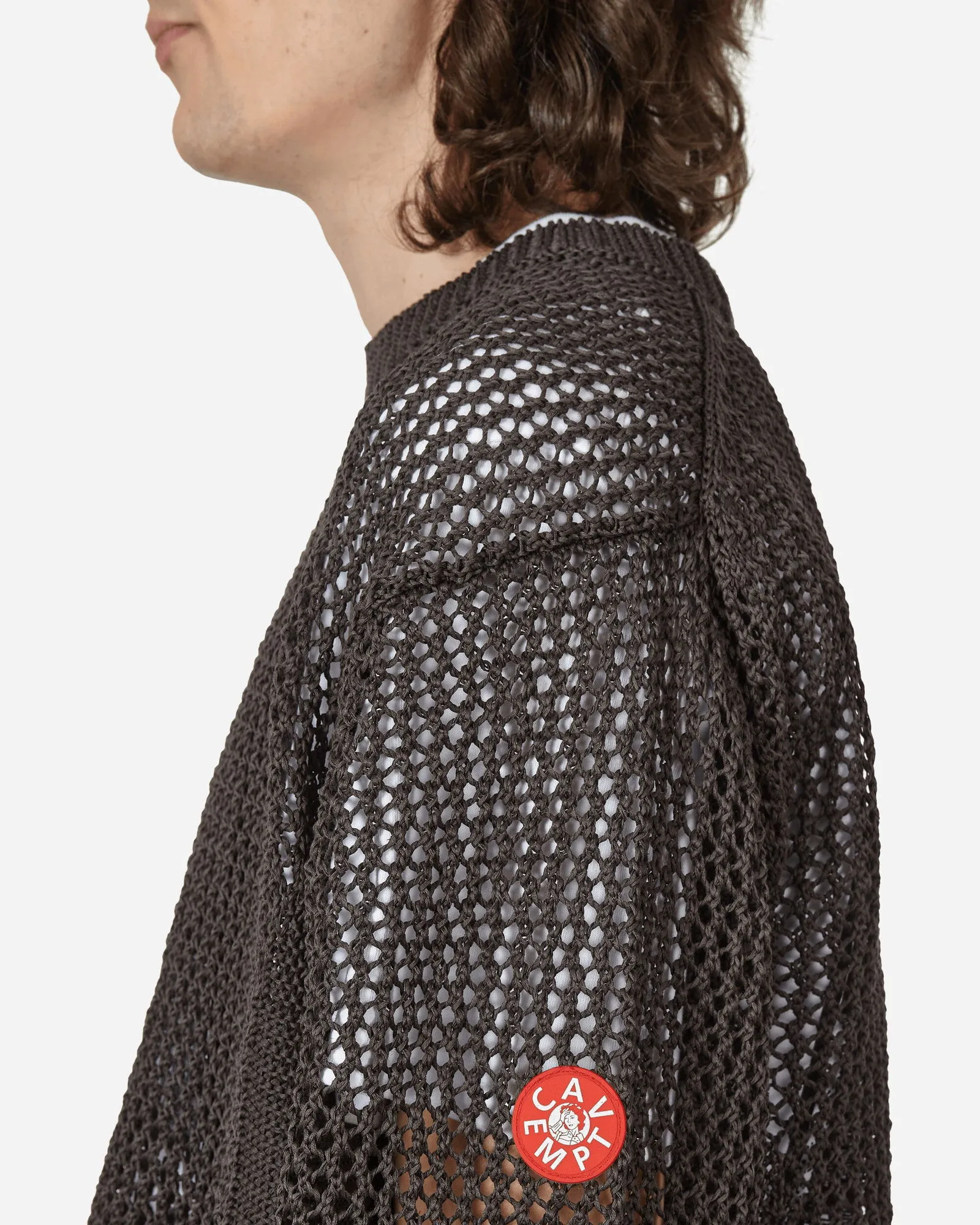 Cav Empt Side Rib Loose Net Knit Sweater