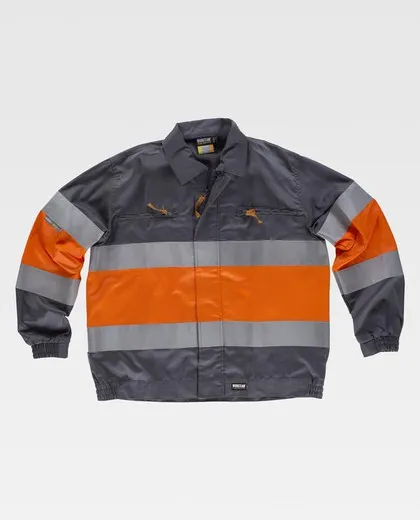 Cazadora con 2 cintas de Alta Visibilidad Gris / Naranja