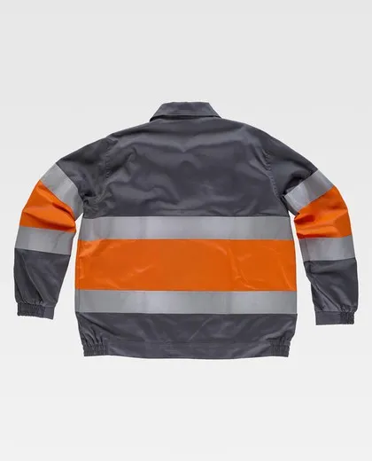 Cazadora con 2 cintas de Alta Visibilidad Gris / Naranja