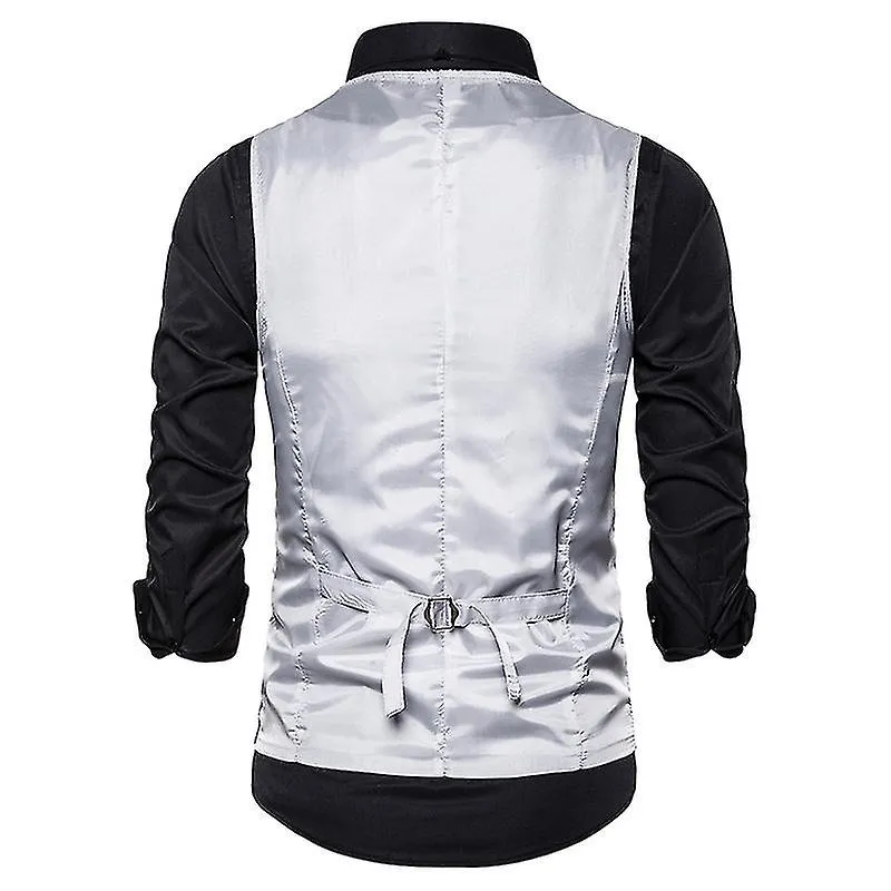 Chaleco de lentejuelas brillantes para hombre, chaleco de traje con cuello en V