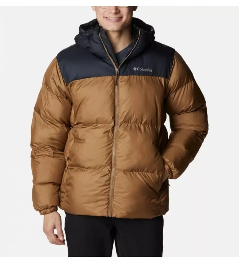 Chaqueta acolchada con capucha Puffect marrón