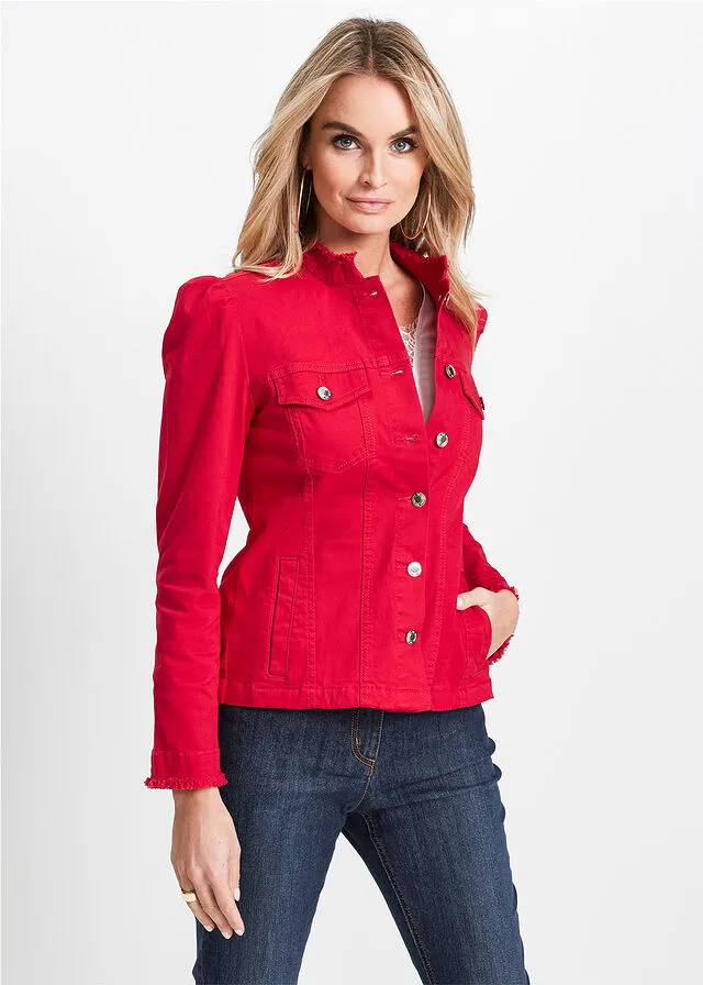 Chaqueta con mangas ligeramente abullonadas Caqui