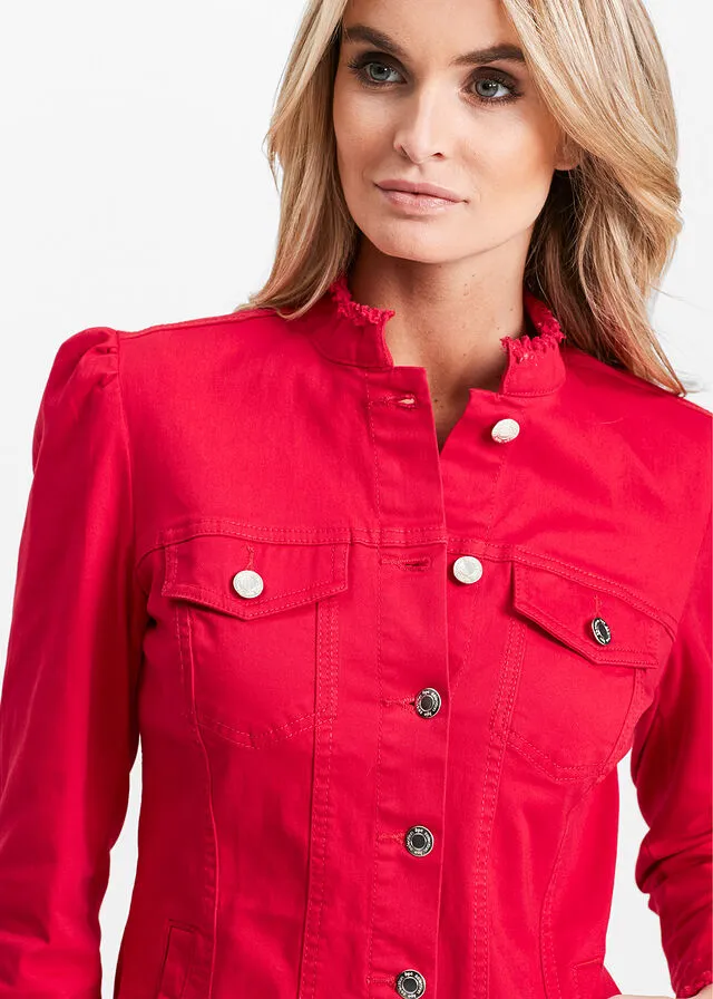 Chaqueta con mangas ligeramente abullonadas Caqui
