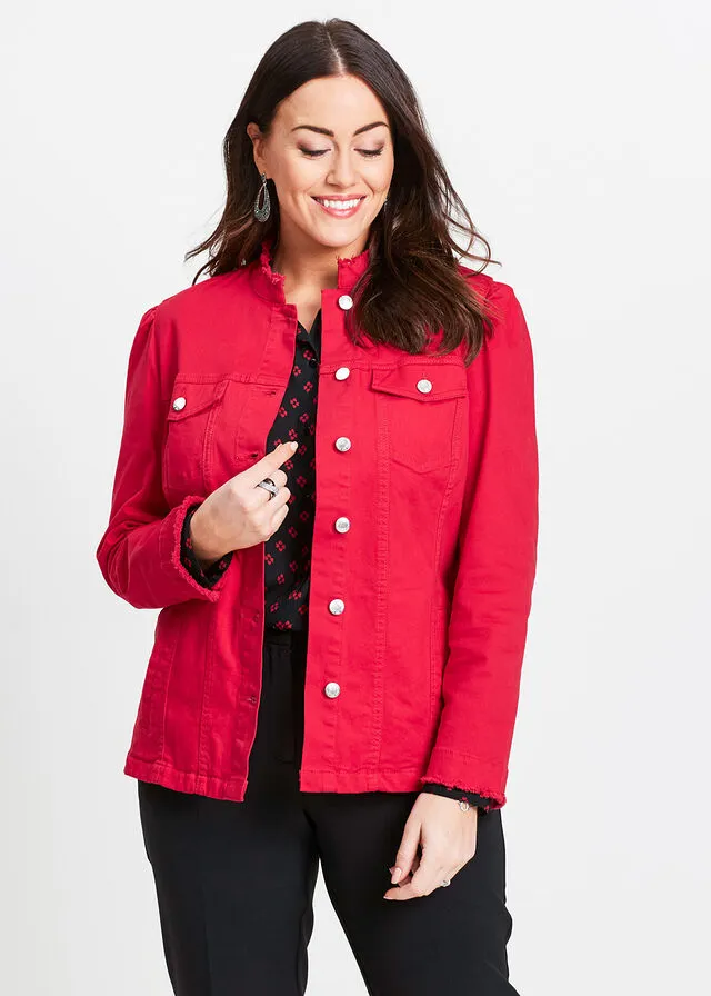 Chaqueta con mangas ligeramente abullonadas Rojo