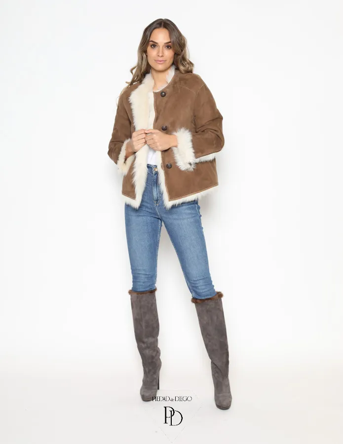 Chaqueta Doble Faz Mujer sin Cuello – 23614