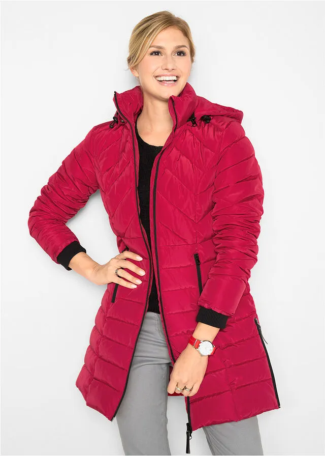Chaqueta larga acolchada con relleno Rojo