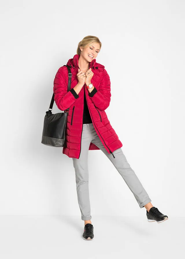 Chaqueta larga acolchada con relleno Rojo