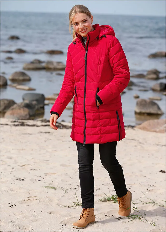 Chaqueta larga acolchada con relleno Rojo