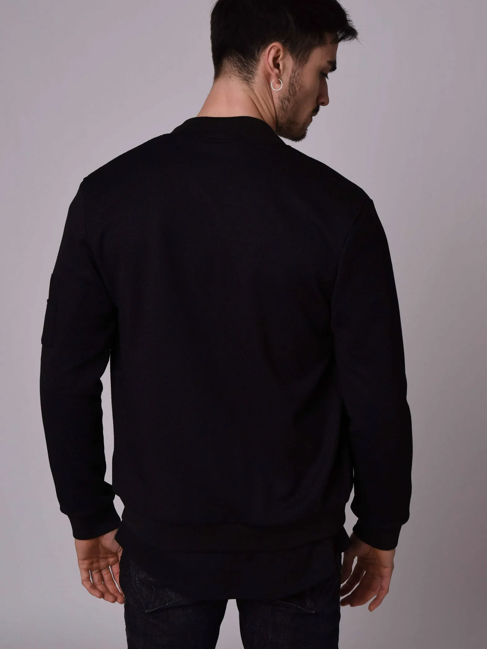 Chaqueta universitaria con cuello de peluche
