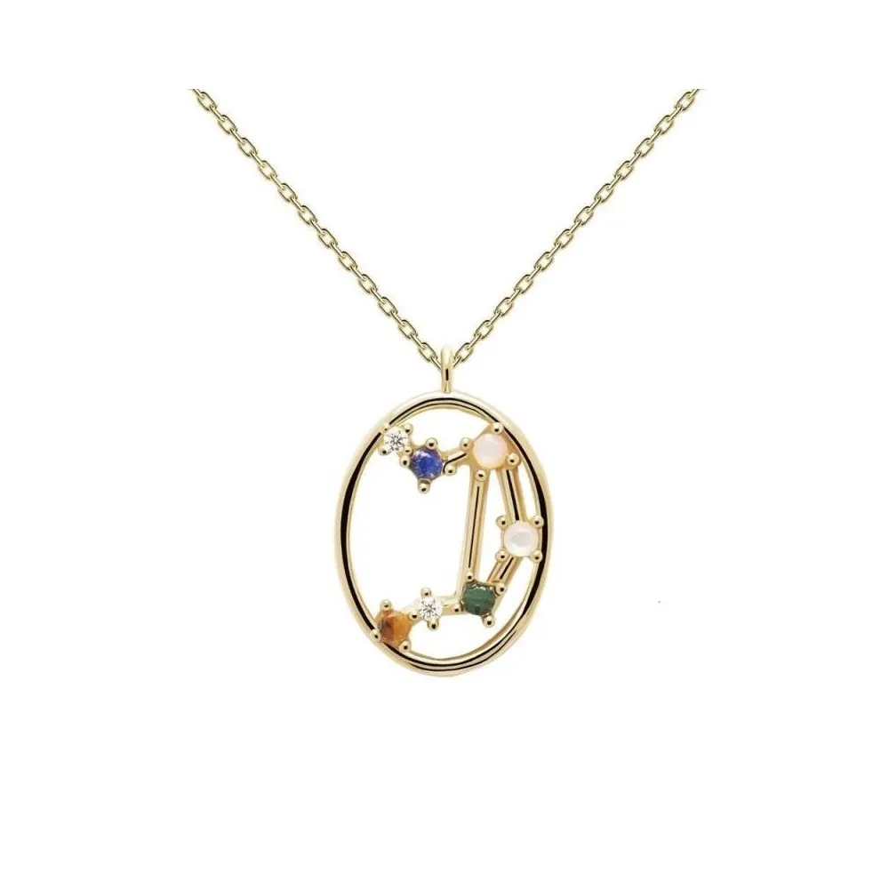 Colgante horóscopo LIBRA de plata de ley con baño de oro 18k