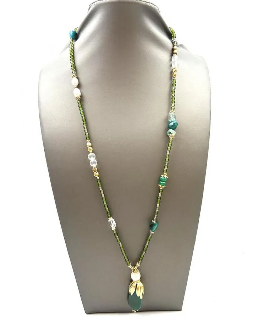 COLLARES DE PERLAS Y PIEDRAS SEMIPRECIOSAS LARGOS DORADOS