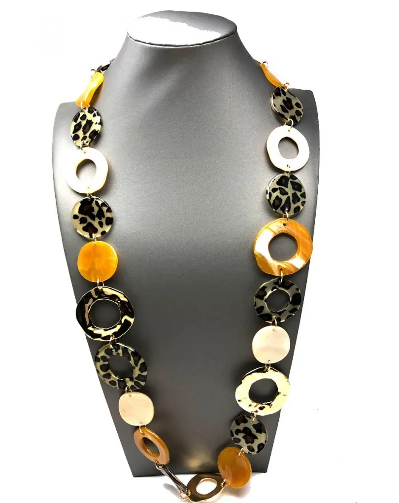 COLLARES LARGOS AMARILLOS ANIMAL PRINT