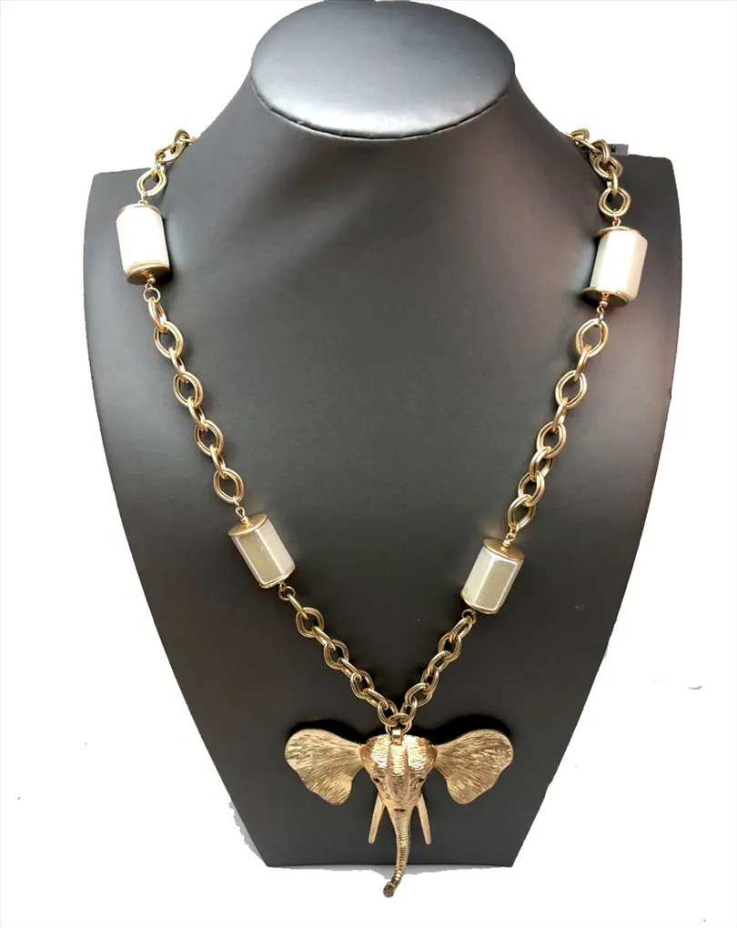 COLLARES LARGOS DORADOS CON CABEZA DE ELFANTE