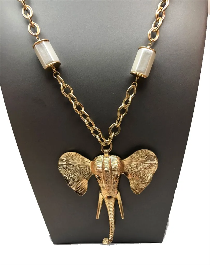 COLLARES LARGOS DORADOS CON CABEZA DE ELFANTE