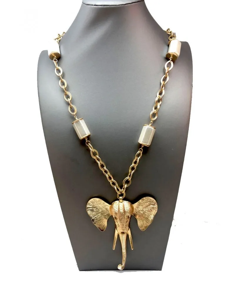 COLLARES LARGOS DORADOS CON CABEZA DE ELFANTE
