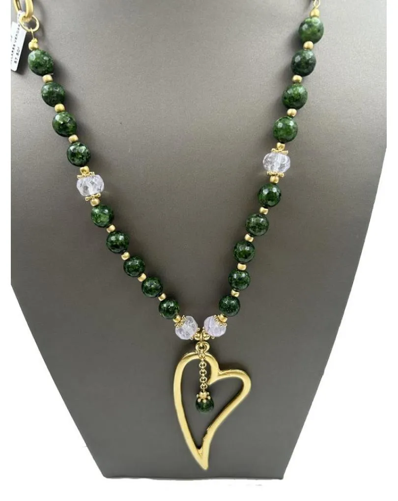 COLLARES LARGOS VERDES CON COLGANTE ORIGINAL DE CORAZON