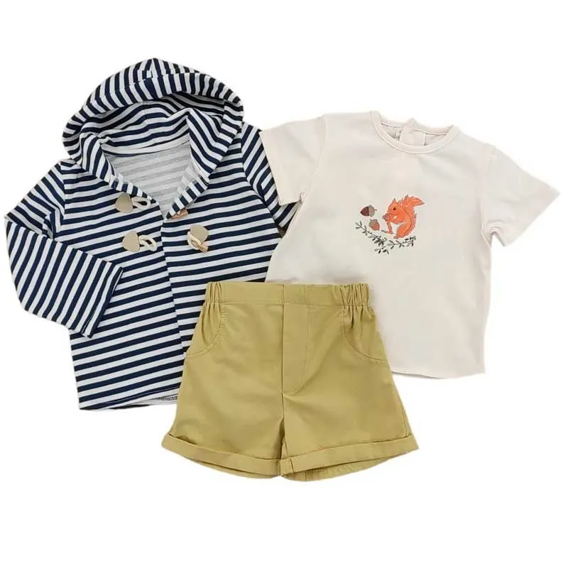 Conjunto niño 3 piezas Valentina con chaqueta rayas marineras