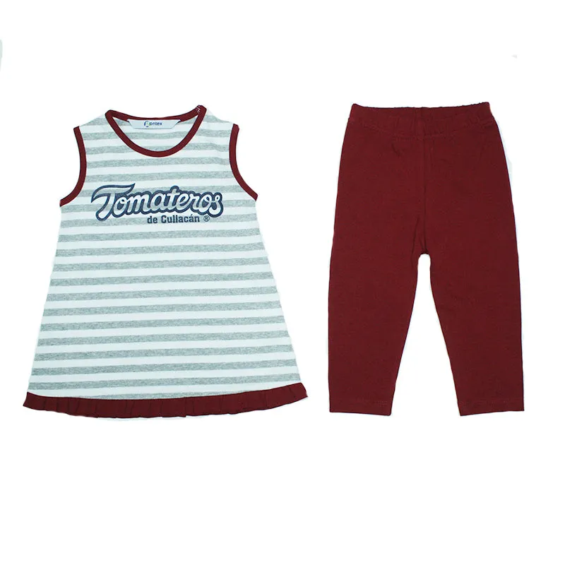 Conjunto Tomateros Rayas Gris Bebé