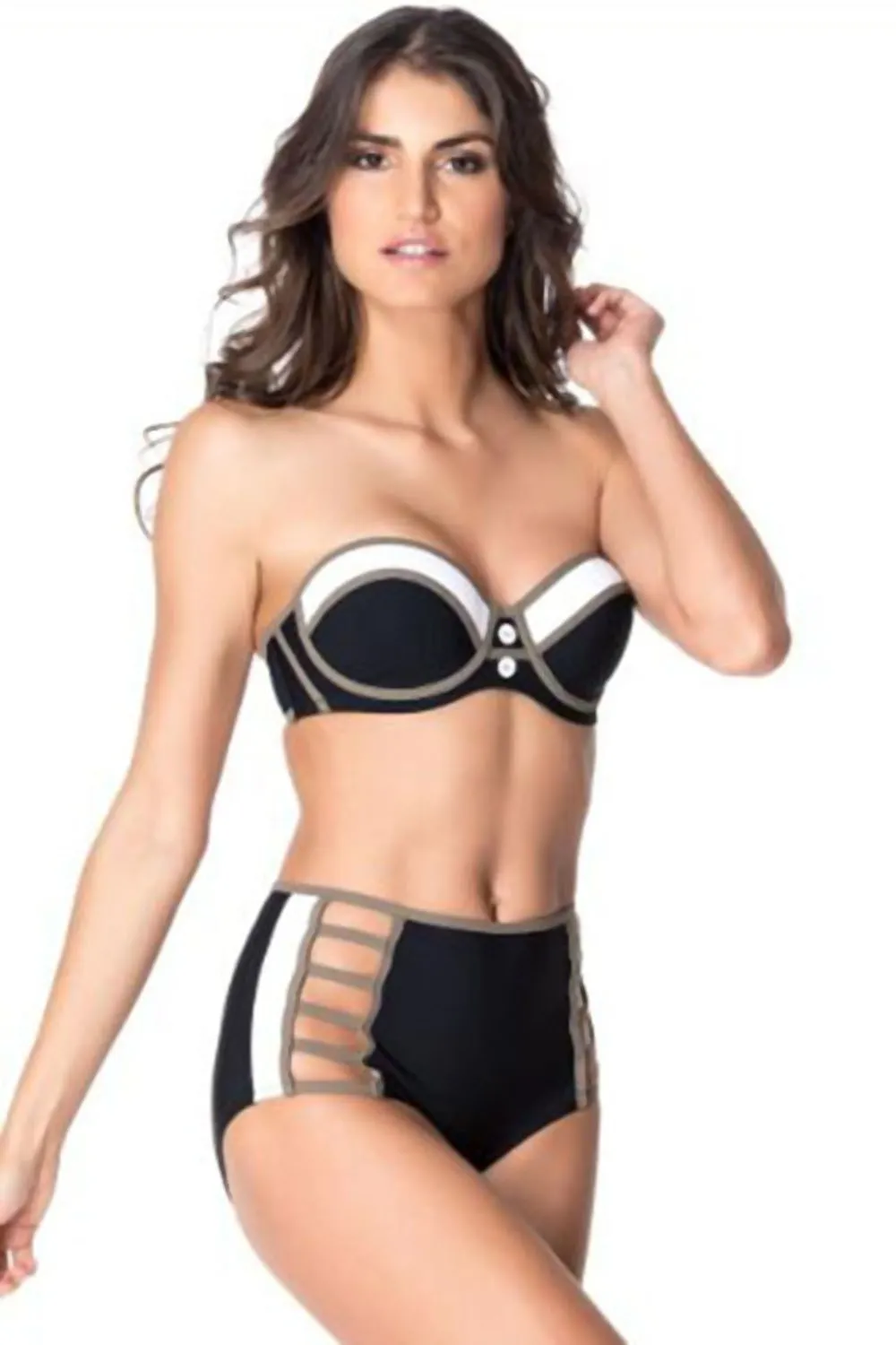 Costume da bagno 2 pezzi con slip a vita alta