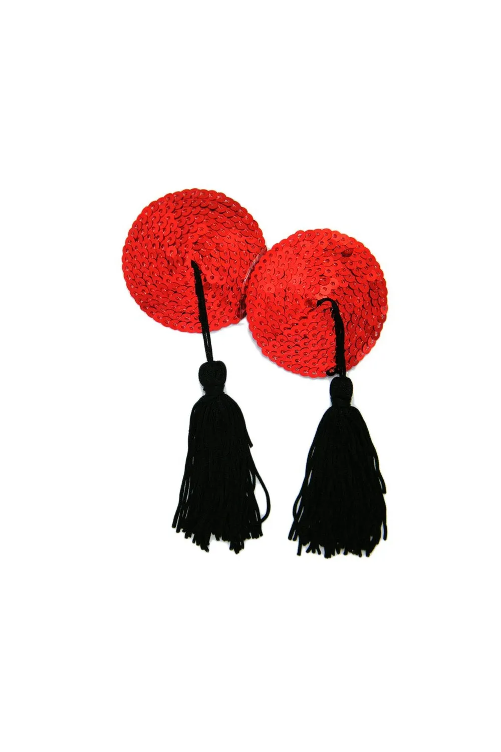 Cubre pezones rojo con pompones negros
