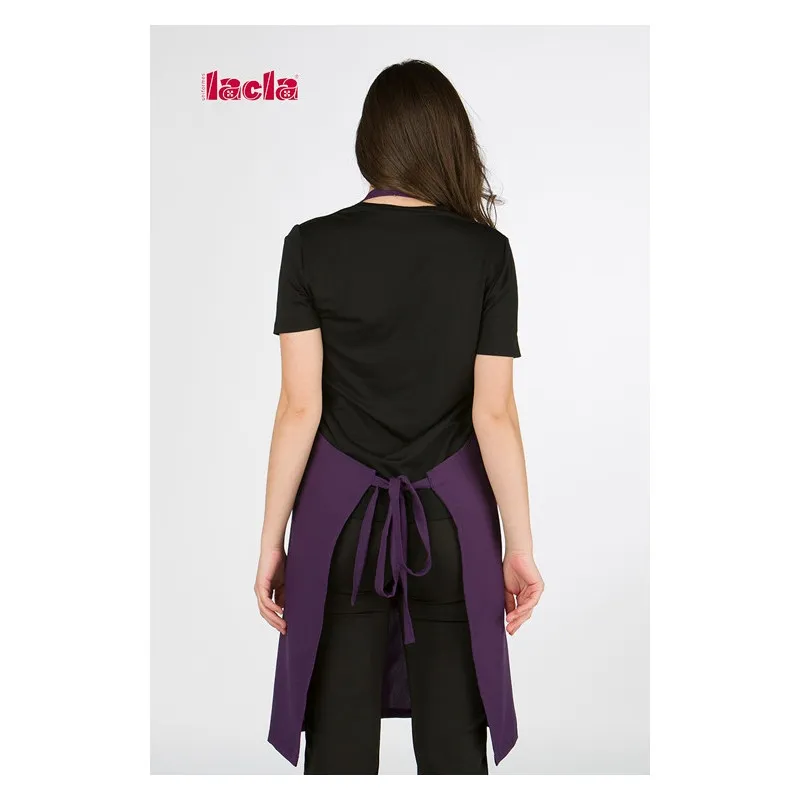 DELANTAL CON PETO LILA OSCURO DE POLIéSTER 3 BOLSILLOS  LACLA