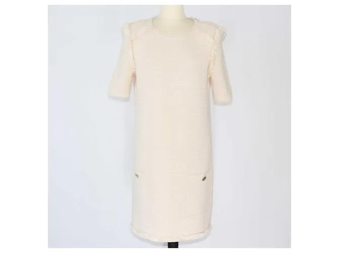 Elisabetta Franchi Minivestido cuadrado de punto en color blanco roto 