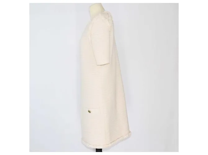 Elisabetta Franchi Minivestido cuadrado de punto en color blanco roto 