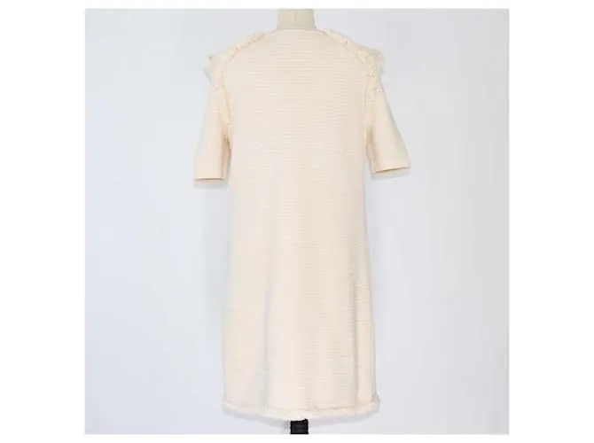 Elisabetta Franchi Minivestido cuadrado de punto en color blanco roto 