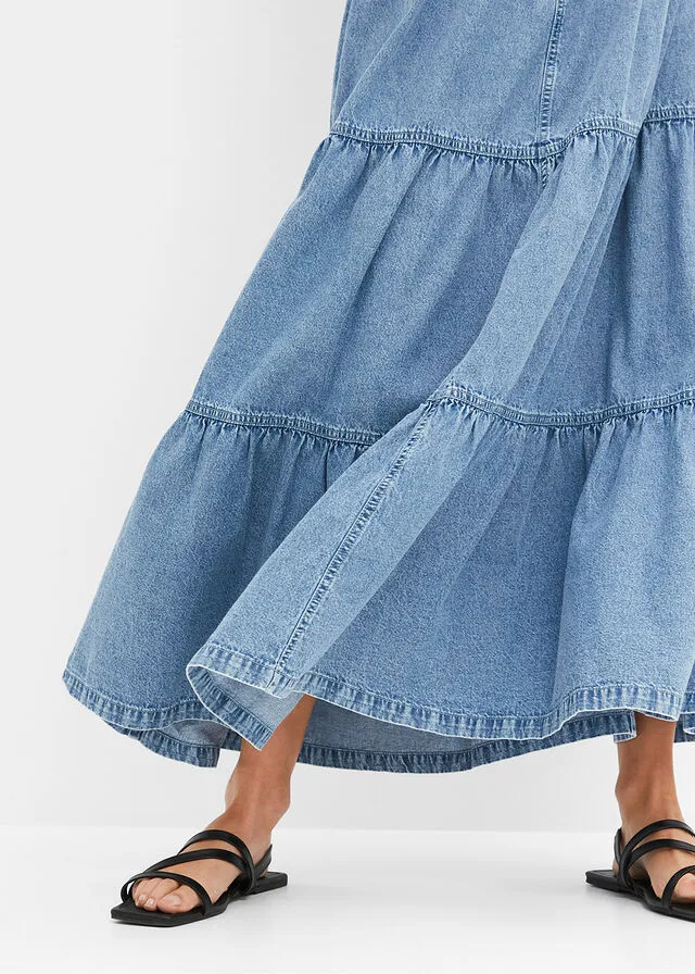Falda con capas azul hielo denim
