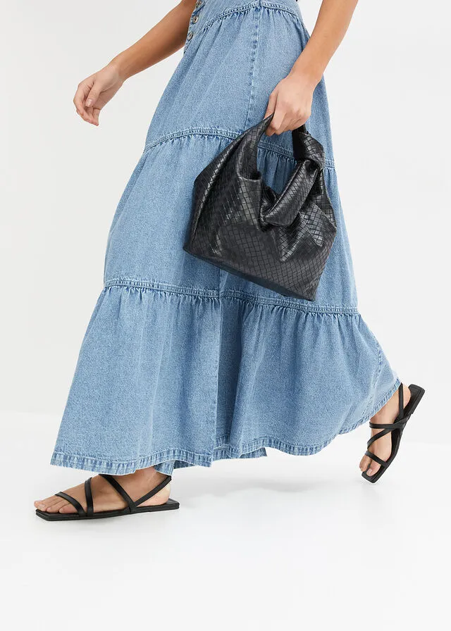 Falda con capas azul hielo denim