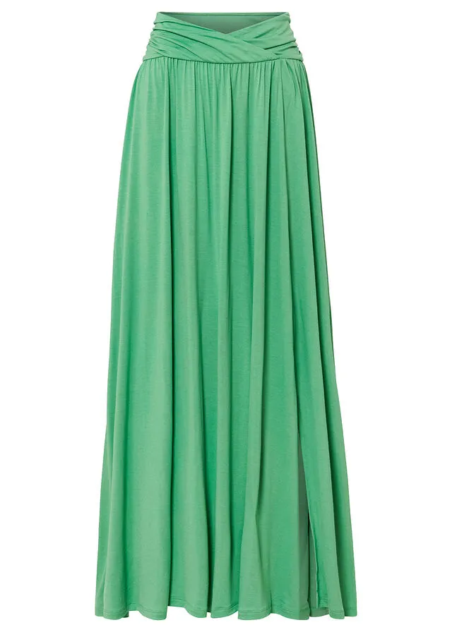 Falda larga con twist Verde ópalo
