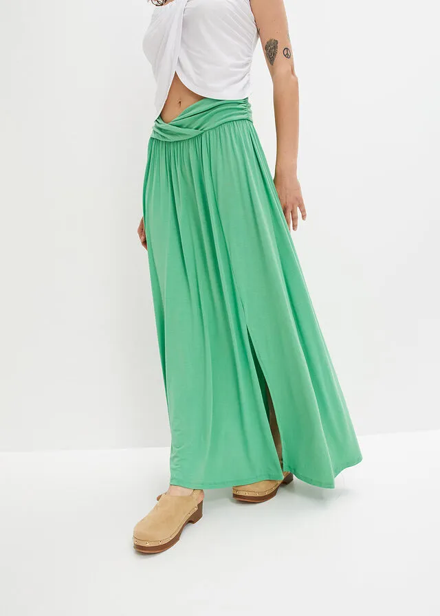 Falda larga con twist Verde ópalo